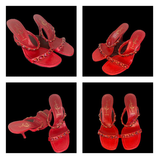 Casadei Red Leather Strappy Sandals Size 8 1/2